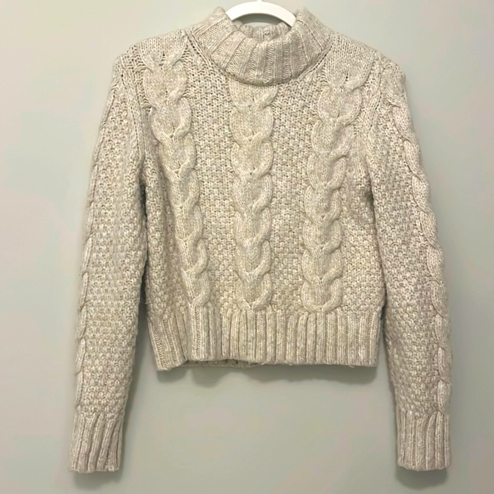White Fuzzy Turtleneck Sweater